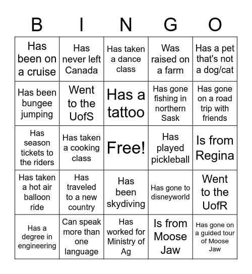 Find someone who... Bingo Card