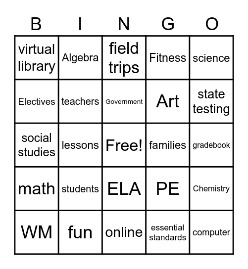 MICA Bingo Card