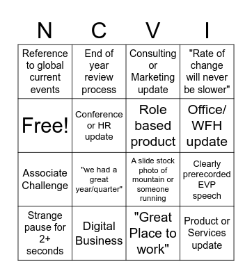 Q1 All Company Bingo Card