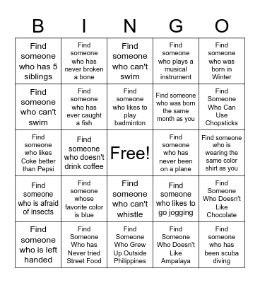 Get-to-Know-You Bingo Card