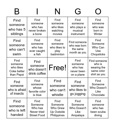 Get-to-Know-You Bingo Card