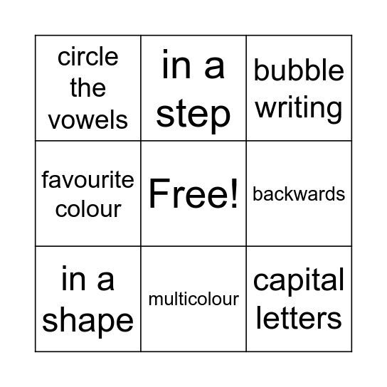 Jack - said Bingo Card