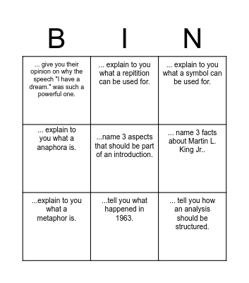 Find someone who can... Bingo Card
