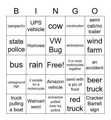 Pacey's Florida vacation Bingo Card