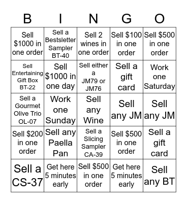 Customer Service Bingo Card