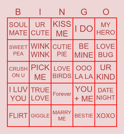 Candy Hearts Valentine Bingo Card