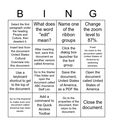 Microsoft Word - Lesson 1 Bingo Card