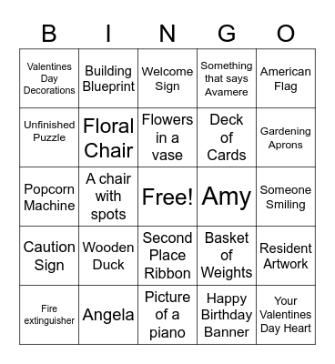 Scavenger Hunt Bingo Card