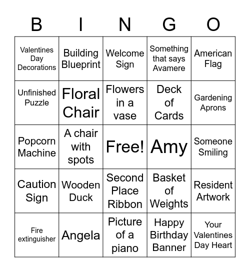 Scavenger Hunt Bingo Card