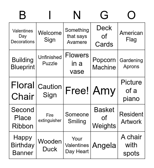 Scavenger Hunt Bingo Card