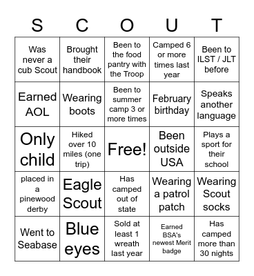 Troop 204 ILST Bingo Card