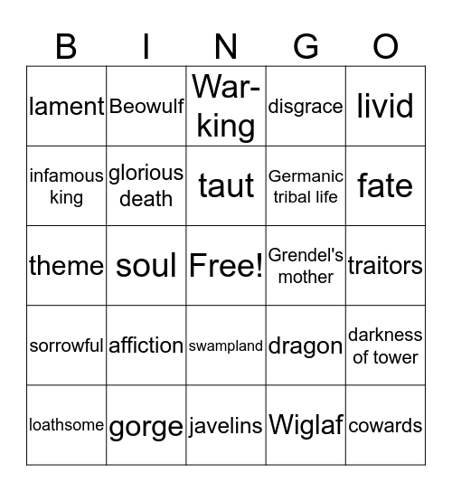 Beowulf Bingo Card