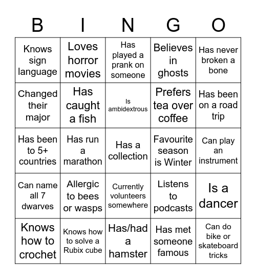 Mingle Bingo - Card 2 Bingo Card