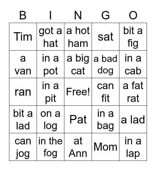 Barton Book 2 Lesson 3 Bingo Card