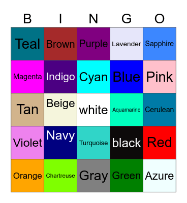 Color Bingo I Bingo Card
