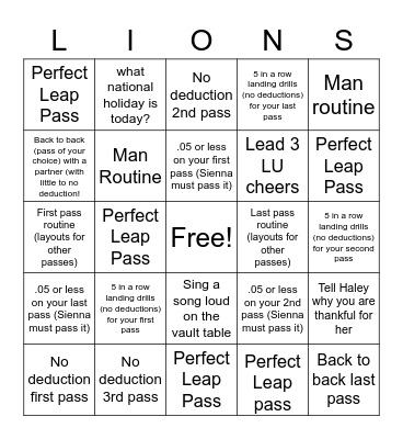 2023 Floor Bingo Card