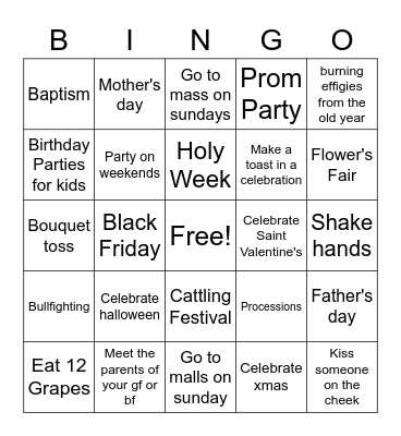 Should we keep these traditions? Bingo Card