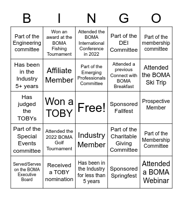 BOMA Bingo Card