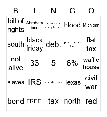 Taxes! Bingo Card