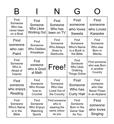 Version 1 Bingo Card