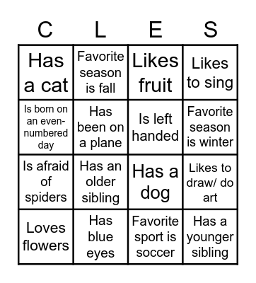 Friendship Day Bingo Card