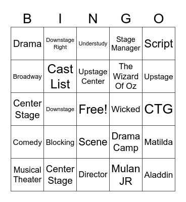 Theater Bingo Card