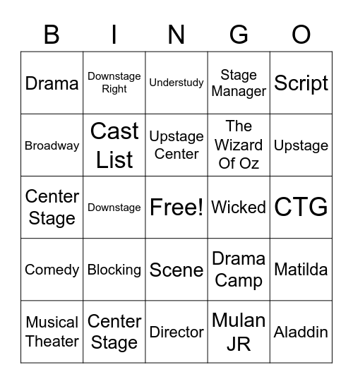 Theater Bingo Card