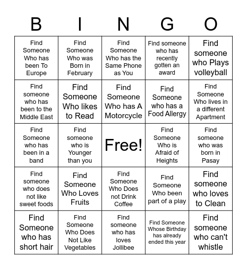 Version 1 Bingo Card
