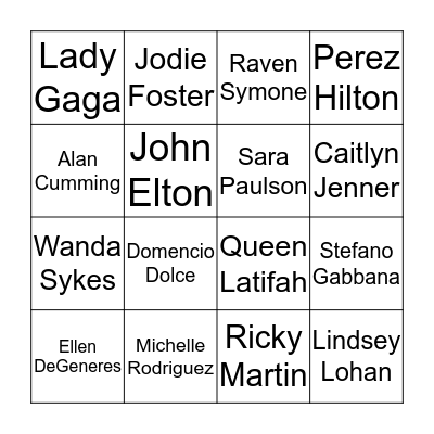 Famous LGBT People Bingo Card