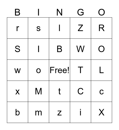alphabet bingo for KLAP group Bingo Card