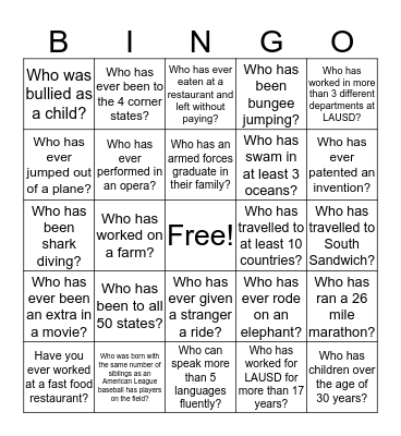 EXECUTIONERS Bingo Card