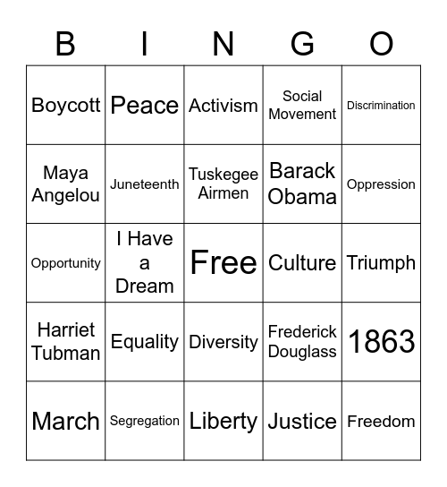 Black History Month Bingo Card