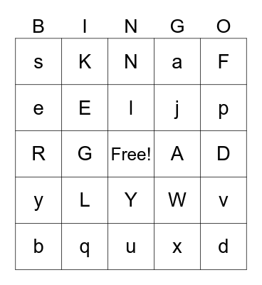 Alphabet Bingo Card