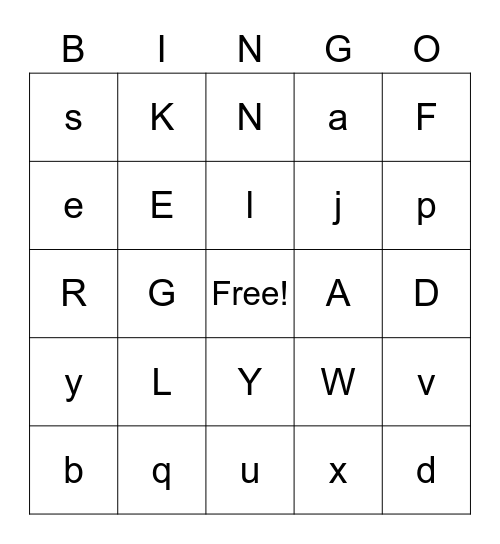 Alphabet Bingo Card