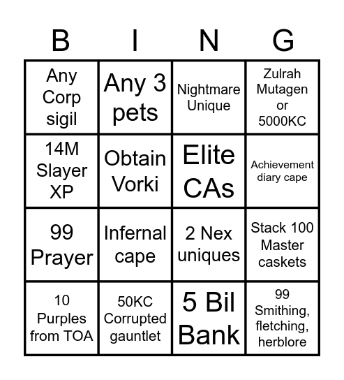 Valk Bingo Card