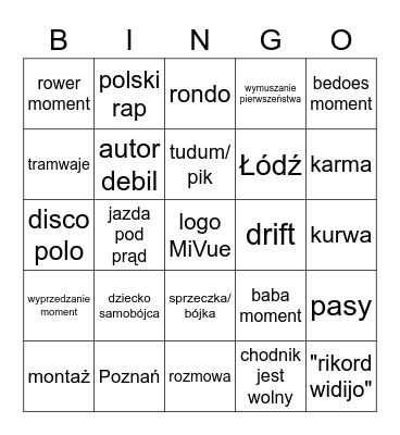 Stop Cham Bingo Card