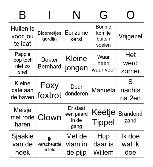 Muziekbingo Card