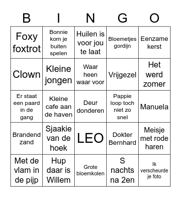 Muziekbingo Card