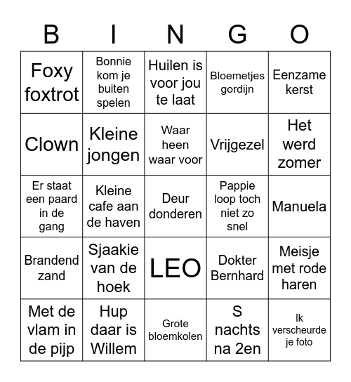 Muziekbingo Card