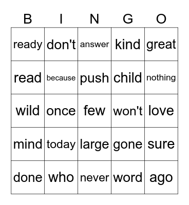 Untitled Bingo Card