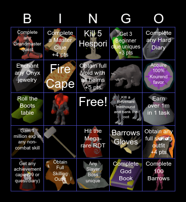 OSRS Bingo Card 2 Bingo Card