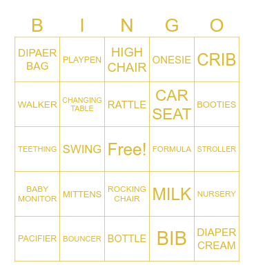 BABY SHOWER Bingo Card