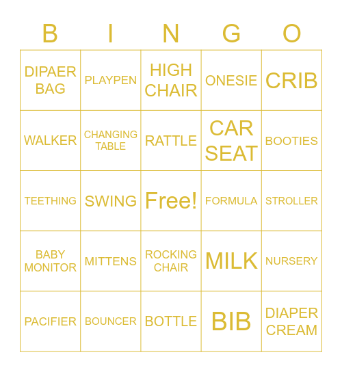 BABY SHOWER Bingo Card