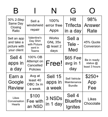 Valentine's Day Bingo! Bingo Card