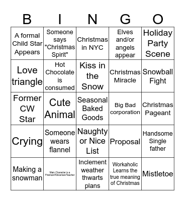 Christmas Movie Bingo Card