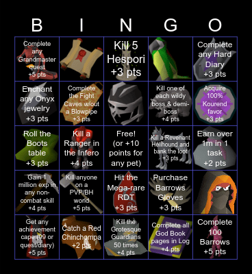 OSRS Bingo Card 2 Bingo Card