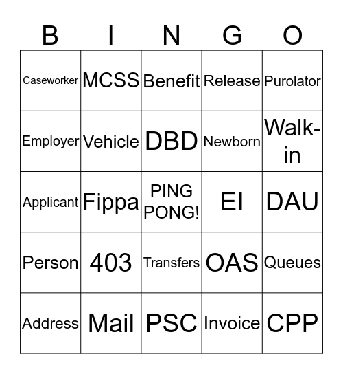 ODSP Bingo Card