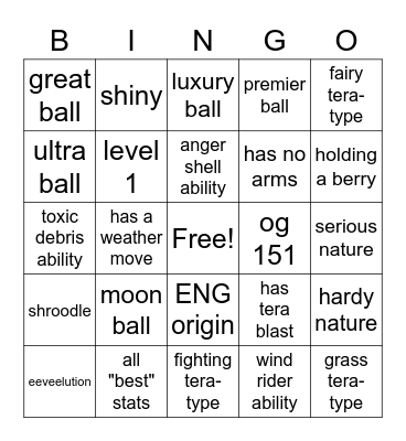 Mystery Trade Bingo Card