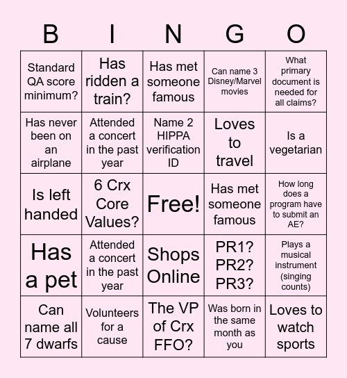 Valentine's Day!! Find a Teammate Who....? Bingo Card