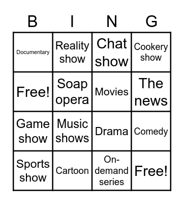 Tv shows  Bingo Card